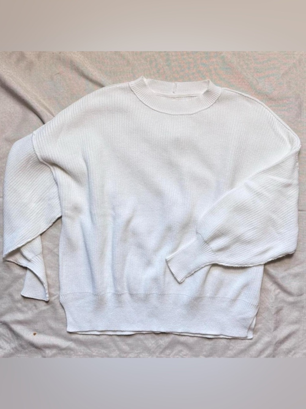 Aerie White Oversized Ribbed Cotton Sweater NWT M/L - Picture 3 of 9
